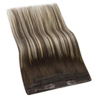 Youngsee Wire Hair Extensions Brown Balayage Wire Human Hair Extensions Ombre Dark Brown with Ash Blonde Invisible Fish Line Hair Extension Real Human Hair for Women 12Inch 70G