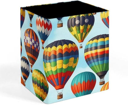 Pencil Pen Holder Hot Air Balloon Sky Cartoon Leather Pen Container Desk by Unknown