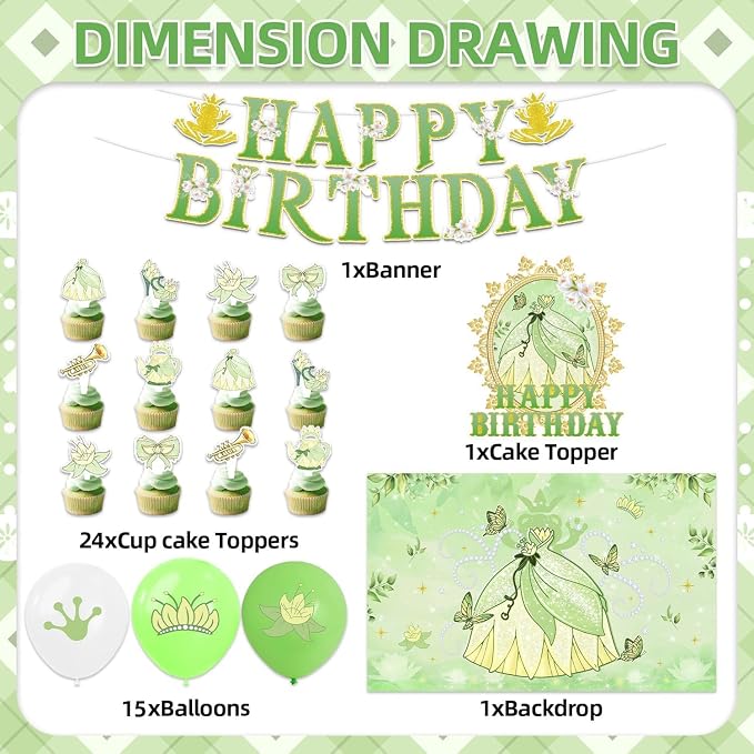 42Pack Princess and Frog Party decoration pack include Banner, Honeycomb - Image 2