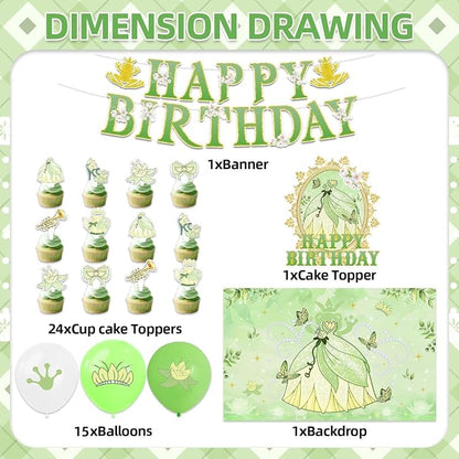 42Pack Princess and Frog Party decoration pack include Banner, Honeycomb - Image 2