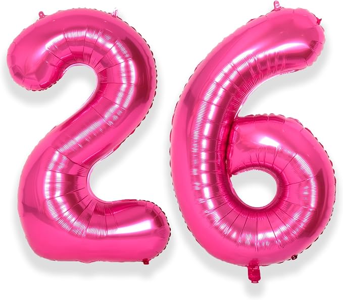 SUWEN 40 Inch Hot Pink Large 26 Balloon Numbers Big Foil Helium 0-9 | Jumbo by SUWEN