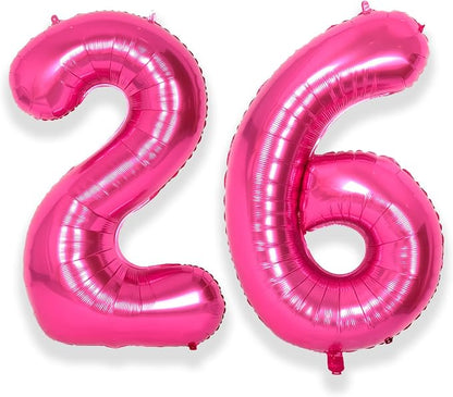 SUWEN 40 Inch Hot Pink Large 26 Balloon Numbers Big Foil Helium 0-9 | Jumbo by SUWEN