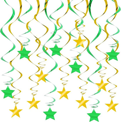 BEISHIDA Green Gold Stars Hanging Swirls Graduation Hanging Ornament Decorations by Beishida