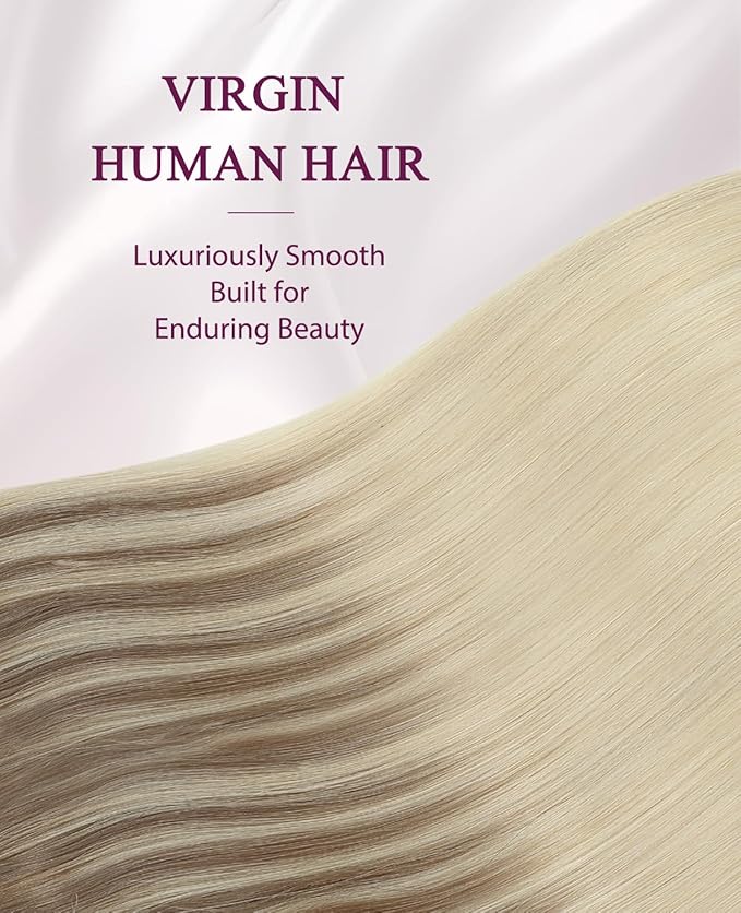 Pinkpearl Invisible Tape in Hair Extensions Human Hair, 20pcs 16inch 45g #8T60 Balayage Ash Brown to Platinum Blonde Injection Tape in Extensions Real Remy Seamless Human Hair Injected