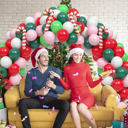 Christmas Balloons, Retro Green and Pink White Xmas Party Balloon - Image 7