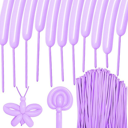 100Pcs Pastel Purple 260 Balloons, Long Balloon by HYKJNBW