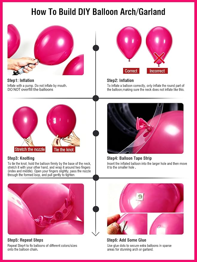 Hot Pink Balloons 125 Pcs Different Sizes 18 12 10 5 Inch Magenta Fuchsia Dark - Image 4