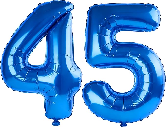 40 Inch Number 45 Balloons for 45th Birthday Party Decorations, 0-100 Dark Blue by FOBELEC