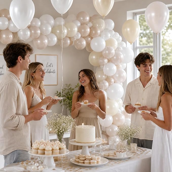 KBZVNAF Pearl White Latex Balloons Kit 60 Pack 12 inch | Pearl Sand White - Image 5