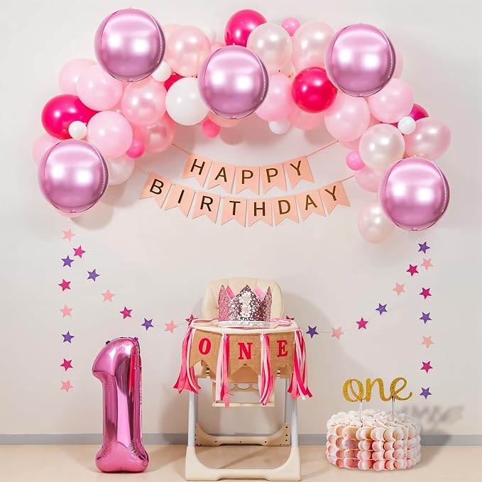 Adorely 6Pcs Pink Round Foil Balloons, Giant 4D Round Ball Balloons, 22 Inch - Image 6
