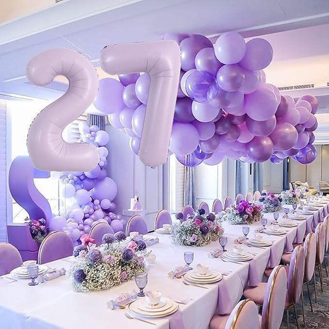 TONIFUL 40 Inch Pastel Purple Number 7 Balloon – Big Lilac Mylar Foil Number - Image 6