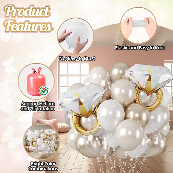 Pearl White and Gold Balloons - Image 3