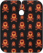 Men Fire Flaming Skulls Crossbones Salon Gown Cape, Full Coverage Haircut Hairdressing Cloth Apron for Hairstylists, Barber Aceessories