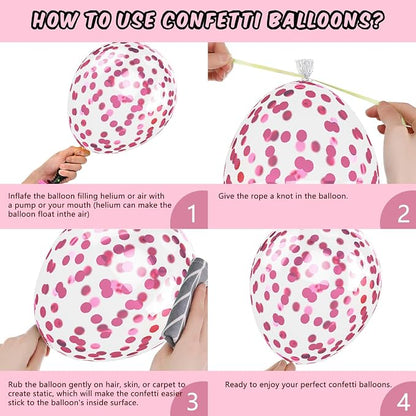 Pink White Balloon Set, Confetti and Macaron Latex Matte Balloons - Image 3