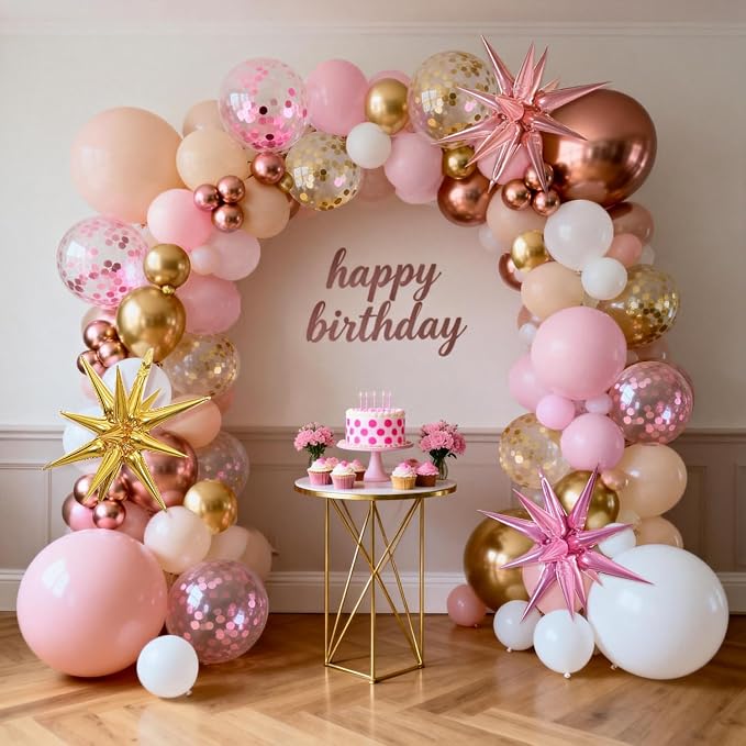 Rose Gold Balloons Arch Kit, Different Size | Latex Balloons - Image 6