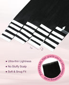 Pinkpearl Invisible Tape in Hair Extensions Human Hair, 20pcs 20inch 55g #1 Jet Black Injection Tape in Extensions Real Remy Straight Seamless Silky Human Hair Injected