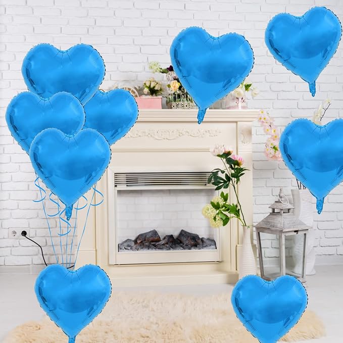 Blue Foil Heart Balloons, Boys Men, Baby Shower, Valentines, Anniversary - Image 7