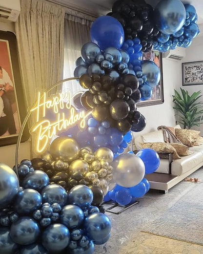 Royal Blue Black and Silver Balloons Garland Arch Kit - Image 4