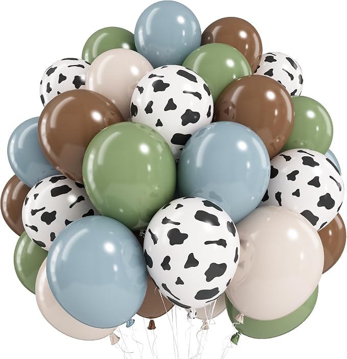 Cowboy Balloons Dusty Blue Sage Green Brown Tan Coffee Sand White Nude Retro by Froova