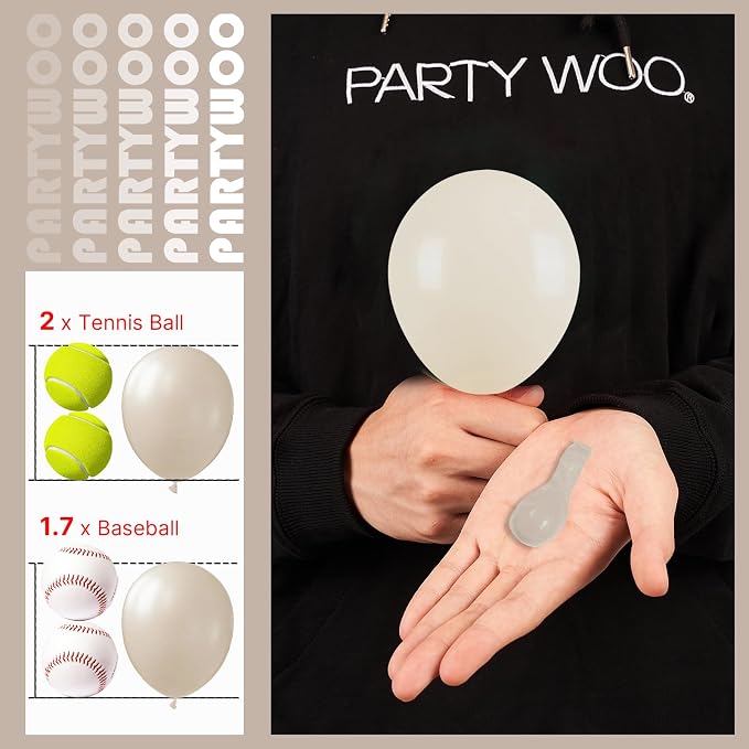 PartyWoo White Balloons 50pcs Sand White Beige Cream Ivory Boho Neutral | - Image 3