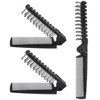 3PCS Travel Foldable Brush, Anti-Static Hair Comb and Double Headed Hairdressing Tool for Men & Women (Black)