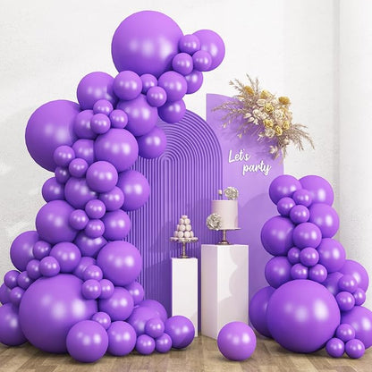 RUBFAC 135pcs Purple Balloons, Latex Lavender Lilac Balloon Different Sizes 18 by RUBFAC