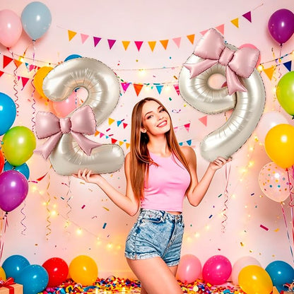 40 Inch Cream Number 9 Balloon - Image 4