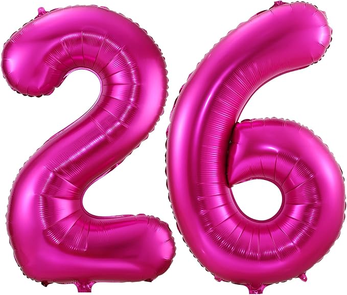 Hot Pink 26 Balloon Numbers, 40 Inch 26 or 62 Birthday Balloon Foil Mylar by BBPOOL
