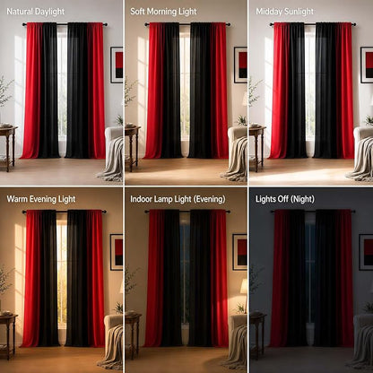 Black and Red Ombre Curtains 84 inches Length, 2 Panels, 52 inches Wide | Red - Image 5