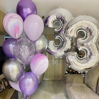 Silver Number Balloons, 40 inch Large Number 2 Foil Helium Balloons - Image 5