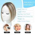 SARO-UP Hair Toppers for Women Real Human Hair Toppers for Women with Thinning Hair pieces with No Bangs 3 * 4Inch Hand-Tied Invisible Upgrade Swiss Base 10Inch Topper (2T613#)
