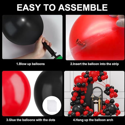 Red Black Balloons Garland Arch Kit, Anniversary, BBQ Casino, New Year Party - Image 3