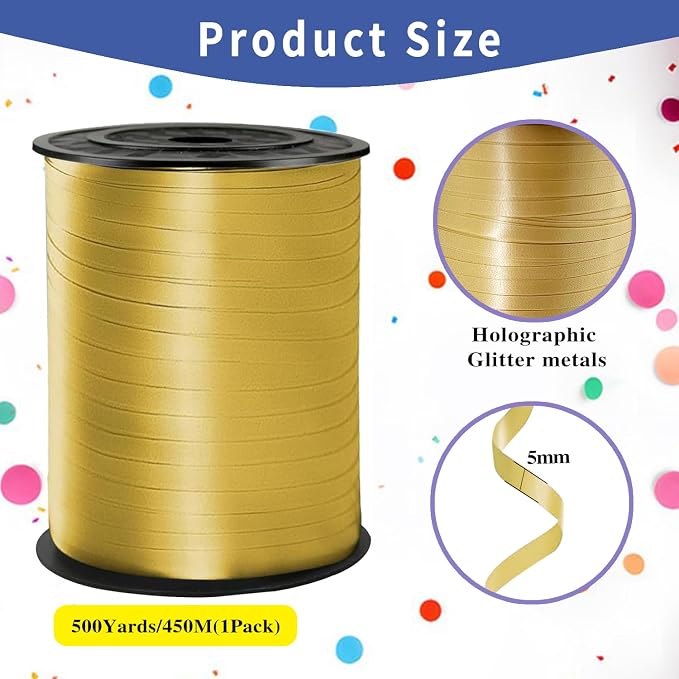 500 Yard Gold Curling Ribbon, Ribbon - Image 2