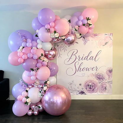 Pink and Purple Balloons, 12 Inch Pastel Light Pink Lavender White Balloons - Image 3