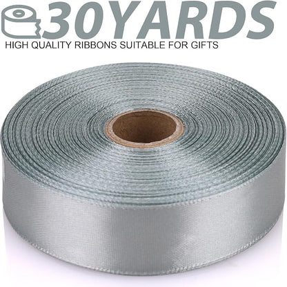7/8 Inch 30 Yards Silver Satin Craft Ribbon-Single Face Polyester Ribbon - Image 2