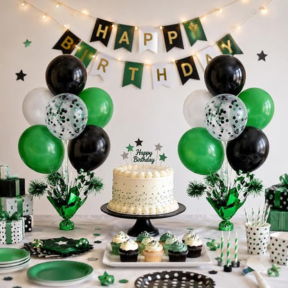 4 Set Green Black Balloon Centerpieces - Image 2