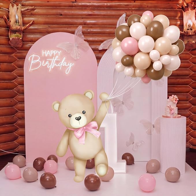 43 Pcs Pink Brown Bear Baby Shower Decorations - Image 5