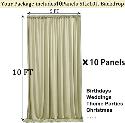 50ftx10ft Wrinkle Free Sage Green Backdrop Curtains - Image 3