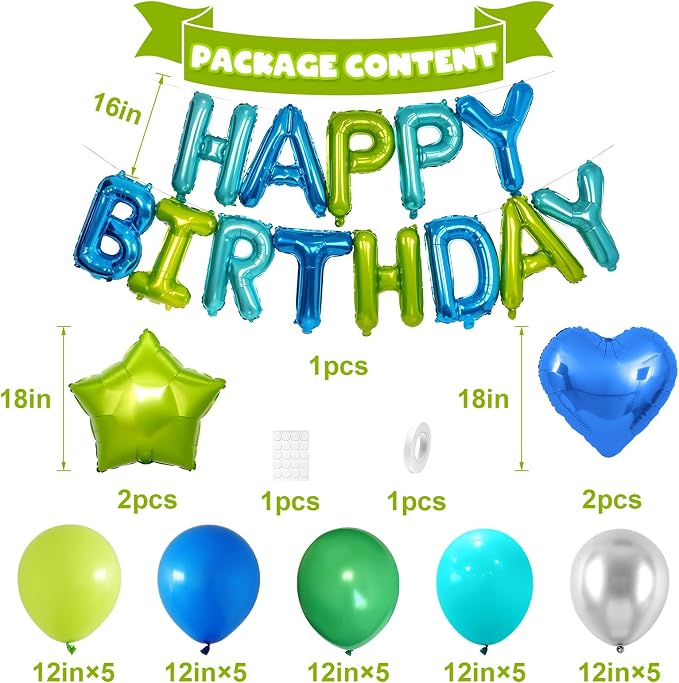 Blue Green Birthday Decorations - Image 2