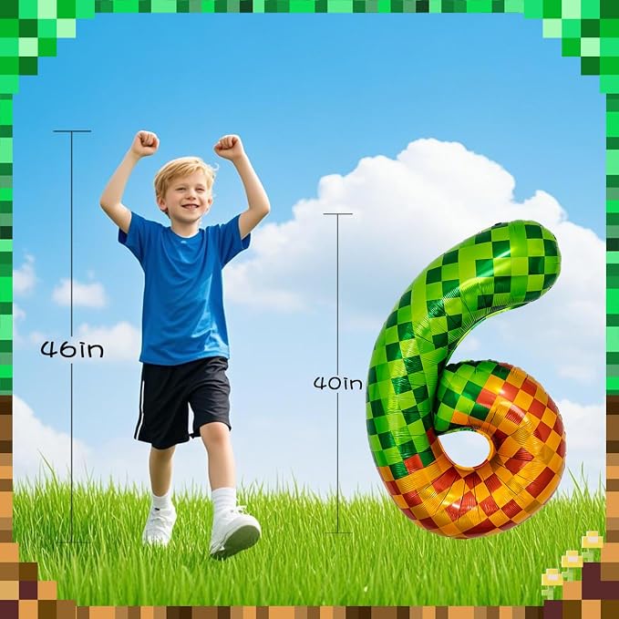 Pixel & TNT Theme 40in Giant Number Balloons - Image 4