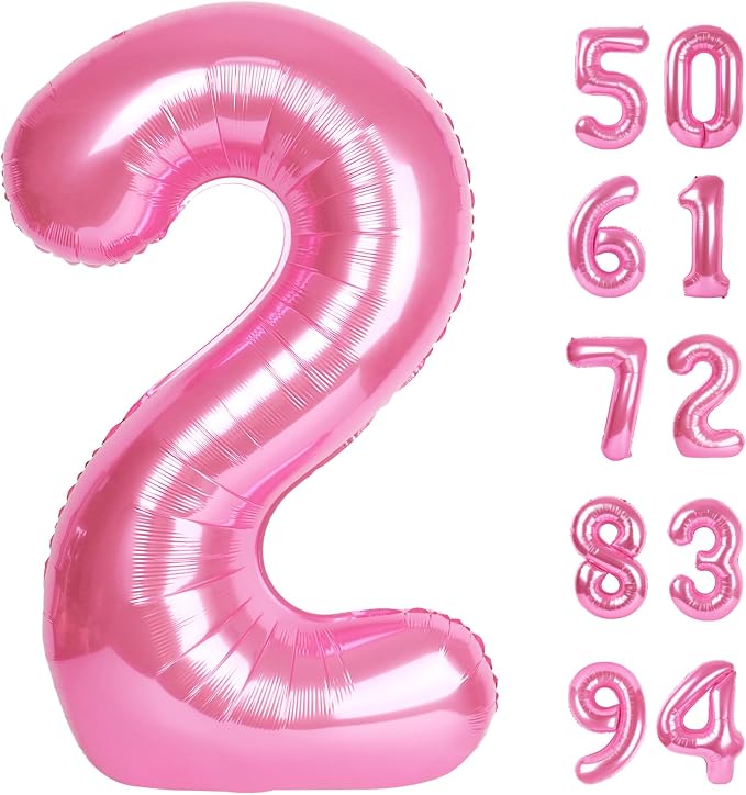 Pink 2 Balloon - Number Balloon 40 Inch, 2nd Pink Birthday Decorations | Large by IWERP