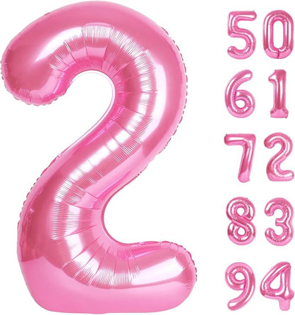 Pink 2 Balloon - Number Balloon 40 Inch, 2nd Pink Birthday Decorations | Large by IWERP