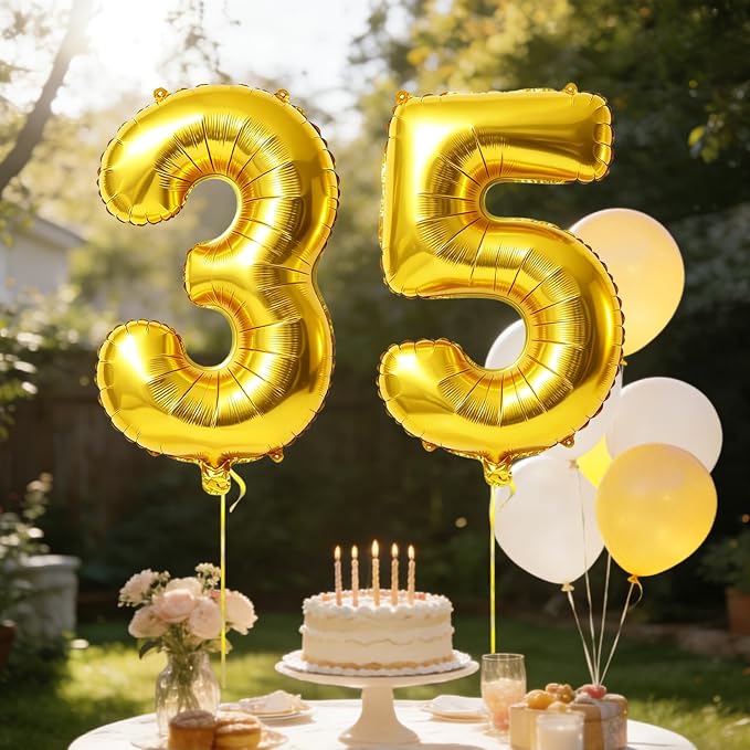 40 Inch Number 35 Balloons for 35th Birthday Party Decorations, 0-100 Gold - Image 3