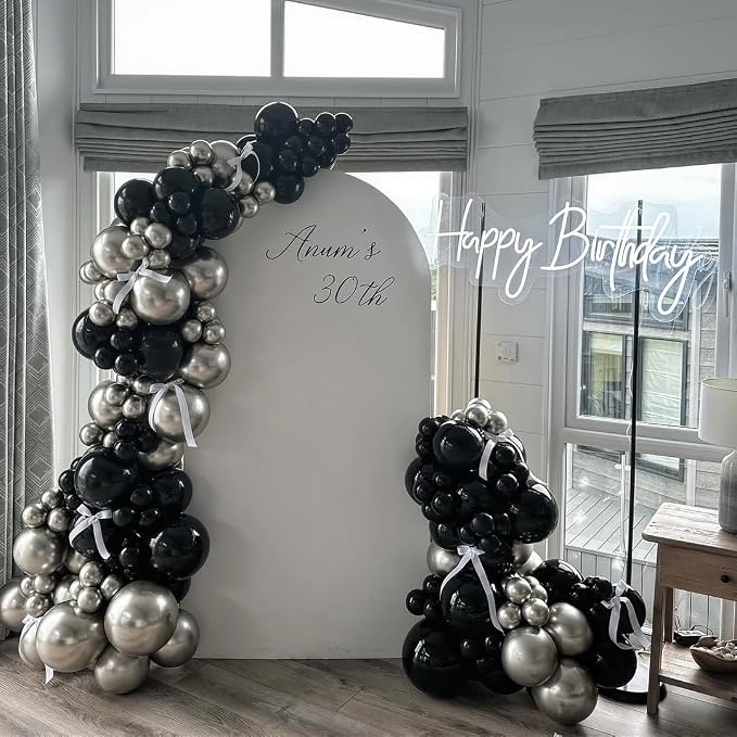 KBZVNAF Black and Silver Latex Balloons 60 Pack 12 inch | Black Metallic Silver - Image 3