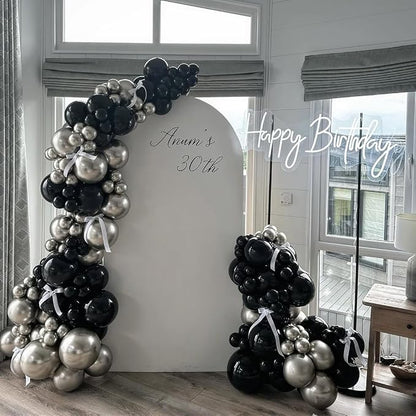 KBZVNAF Black and Silver Latex Balloons 60 Pack 12 inch | Black Metallic Silver - Image 3