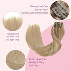 PINKPEARL Clip in Hair Extensions Real Human Hair #10/16/16 Golden Brown to Caramel Blonde Human Hair Clip in Hair Extensions 7pcs 120g 16inch Human Hair Extensios Clip ins(#10/16/16-16)