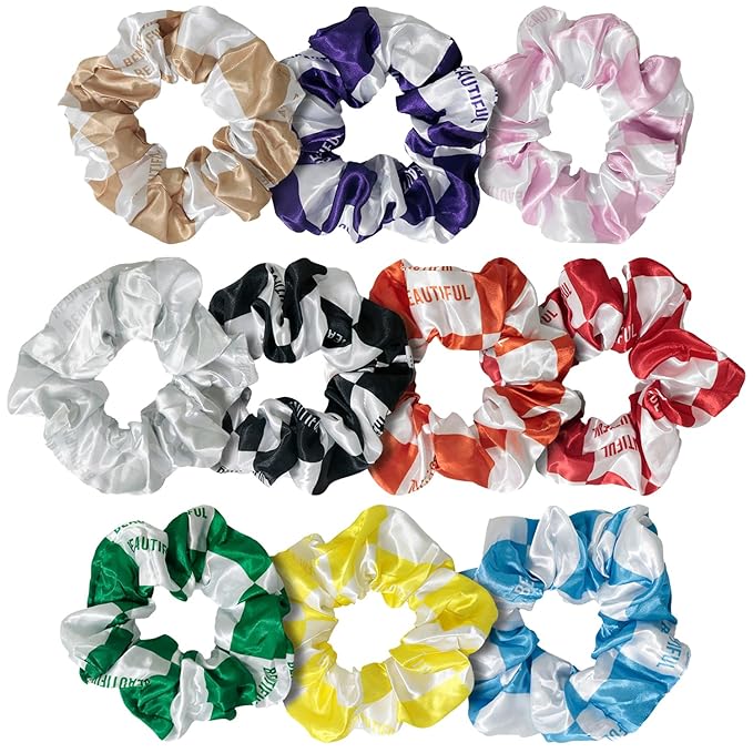 cute checkers design scrunchies for all hair type 10pack elastic hair band great for ponytails XL srcunchies set these soft hair ties is great for every occasion