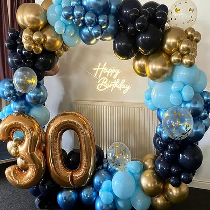 Navy Blue Gold Party Balloons - Image 6