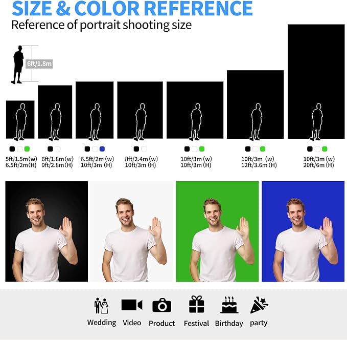 Hemmotop Chromakey Green Screen Backdrop, 6x9ft Background Fabric | Solid - Image 9