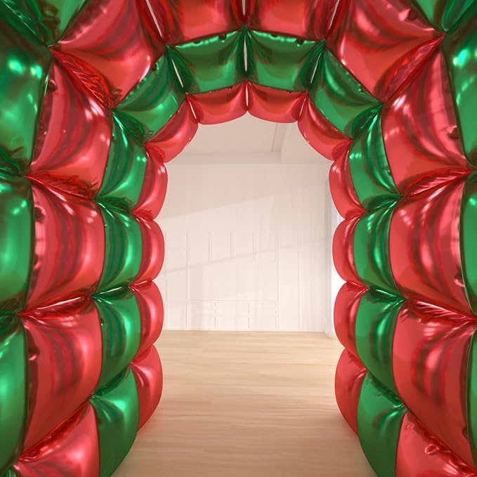 36pcs Red and Green Square Foil Balloons Kit - Image 6